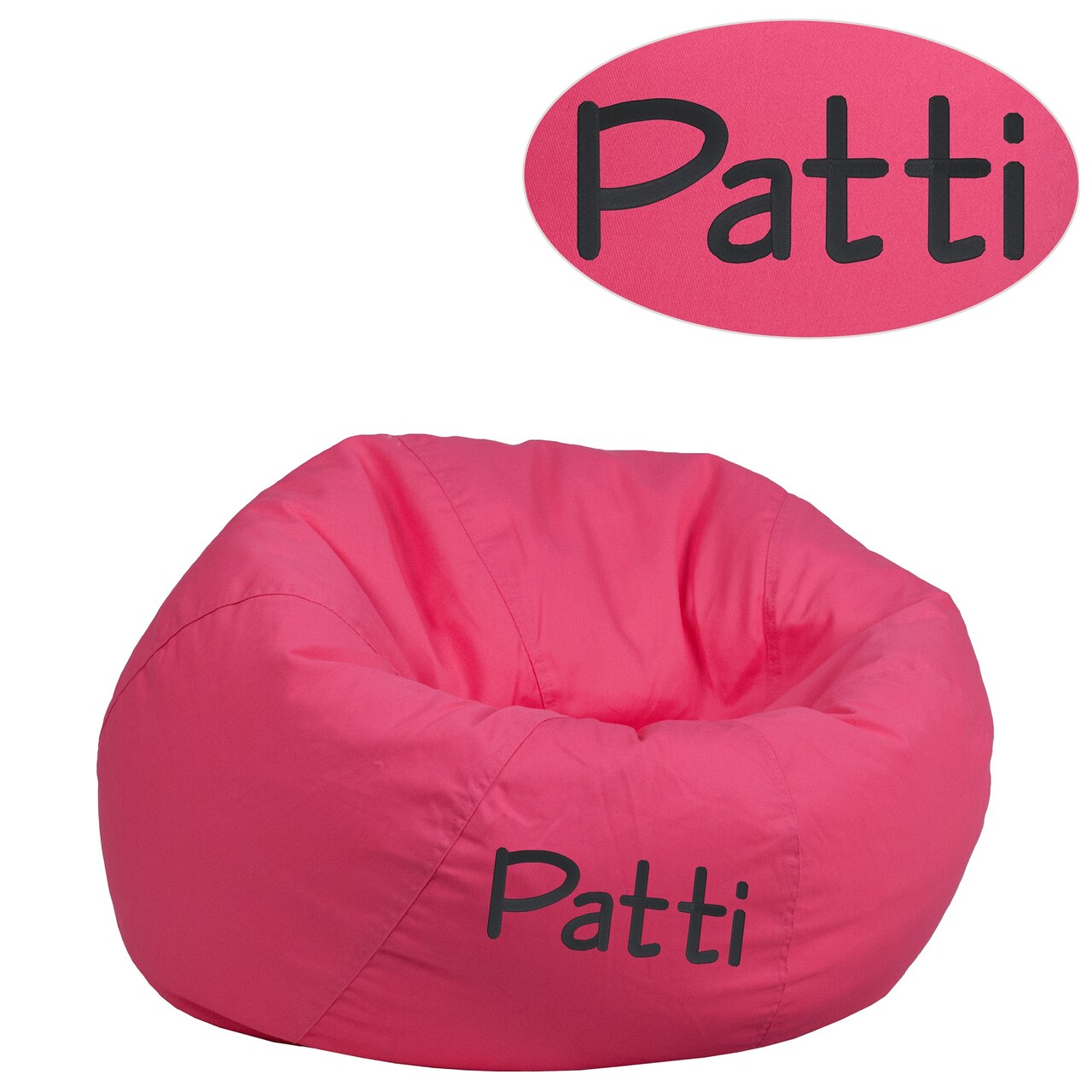 Flash Furniture 30" Cotton Upholstery Personalized Small Solid Hot Pink Kids Bean Bag Chair
